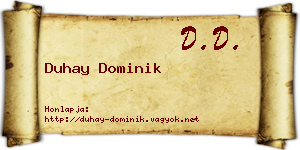 Duhay Dominik névjegykártya